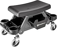 Vista 10 de Powerbuilt Asiento rodante con bandejas de herramientas expandibles, taburete de garaje con caja de herramientas con ruedas - Gris 941918ECE