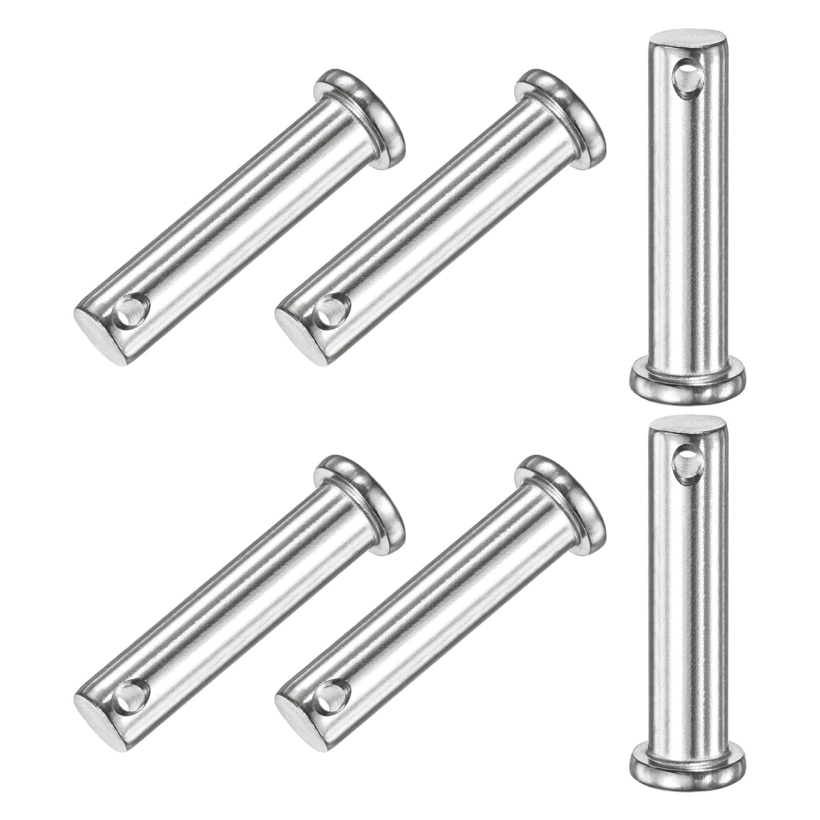 M METERXITY 6-Pack Single Hole Clevis Pins, M10 x 45mm 304 Stainless Steel Flat Head Clevis Pins for Mechanical Linkage/Trucks/Lawn Mower, Link Hinge