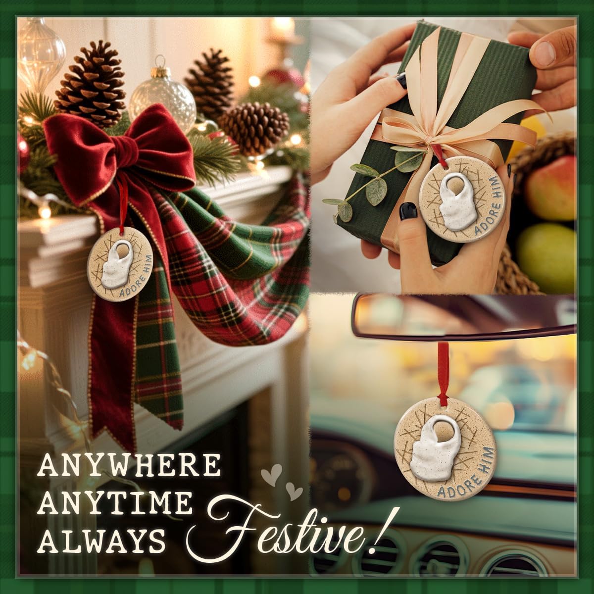 Adore Him Nativity Scene Christmas Ornament 2025 - Baby Jesus Christian Ornament, Religious Christmas Tree Decoration for Believers - Faith-Based Gift Celebrating The Birth of Jesus - Image 7