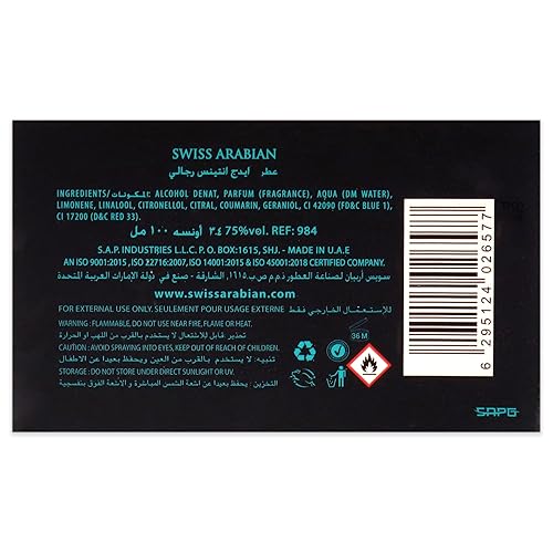 Miniatura 6 de Swiss Arabian EDGE Intense  Productos de lujo de Dubai  Fragancia personal EDP en aerosol de larga duración y adictiva  Un aroma seductor y