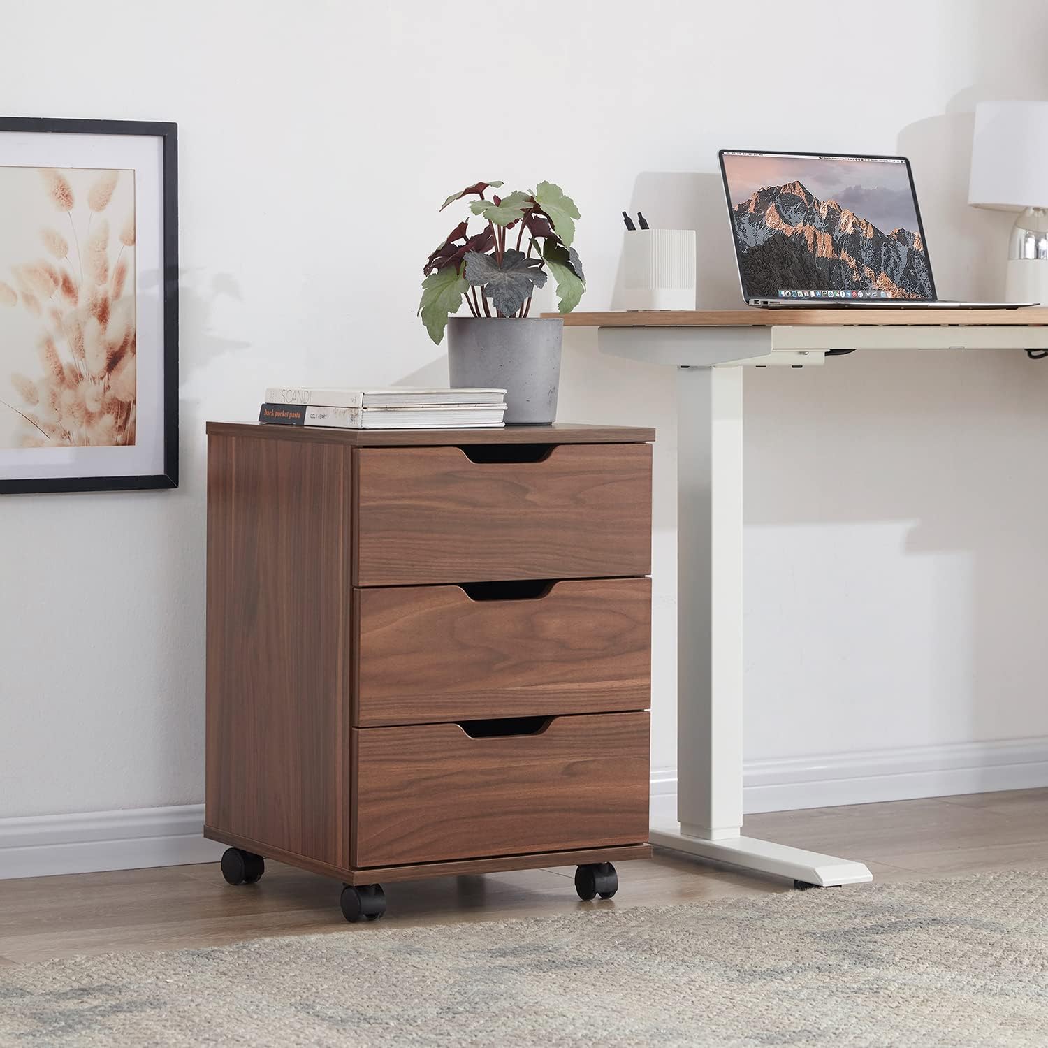 Farini Mobile File Cabinet for Home Office, 3 Drawer Chest Wood, Drawers Unit for Under Desk, Storage Drawers Cabinet Brown : Everything Else