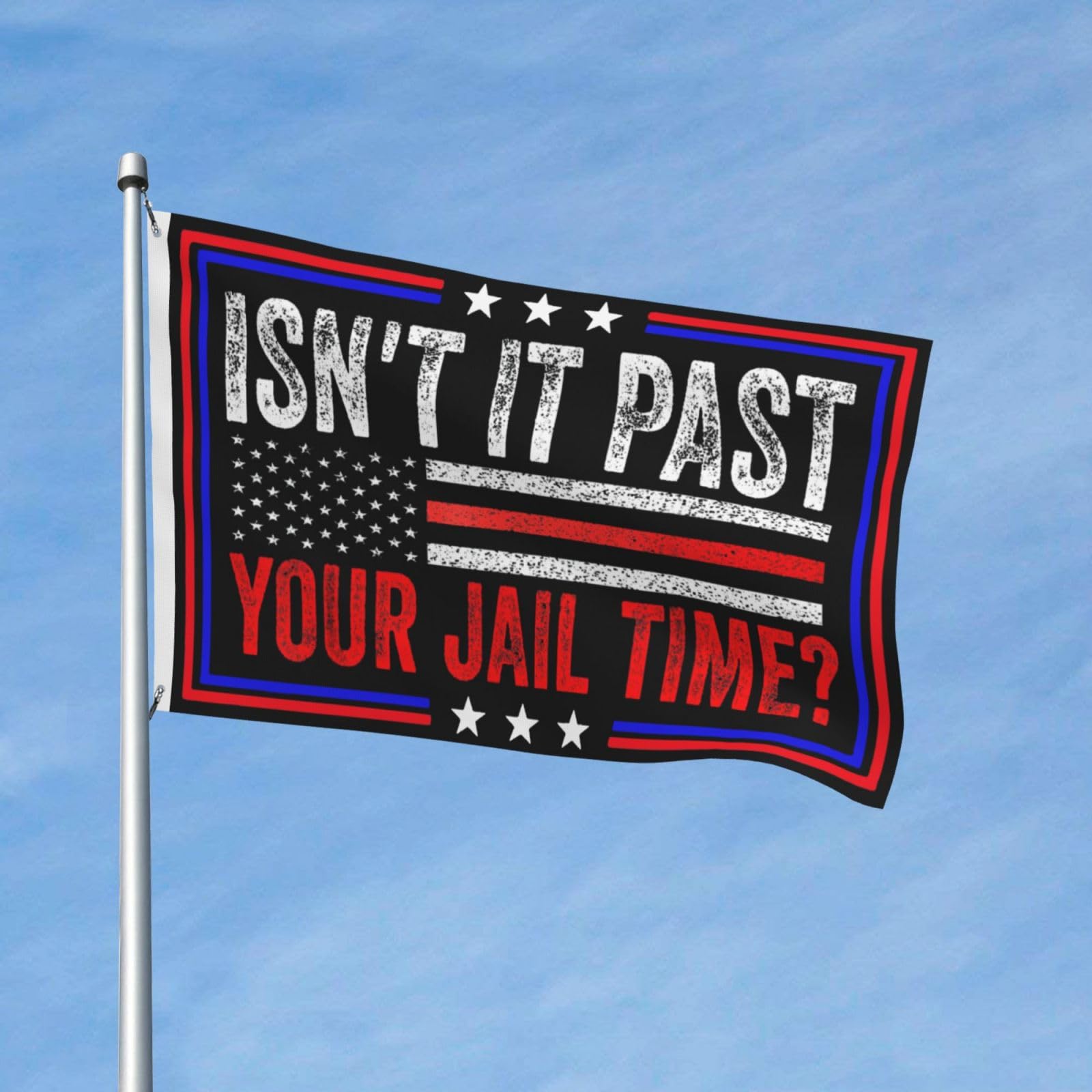 Generic Isn't It Past Your Jail Time Flag 3x5 Double Sided Outdoor Flags Tapestry Banner Poster Flag For Classroom Indoor Outdoor Garden Flag Decorative Gifts, Black