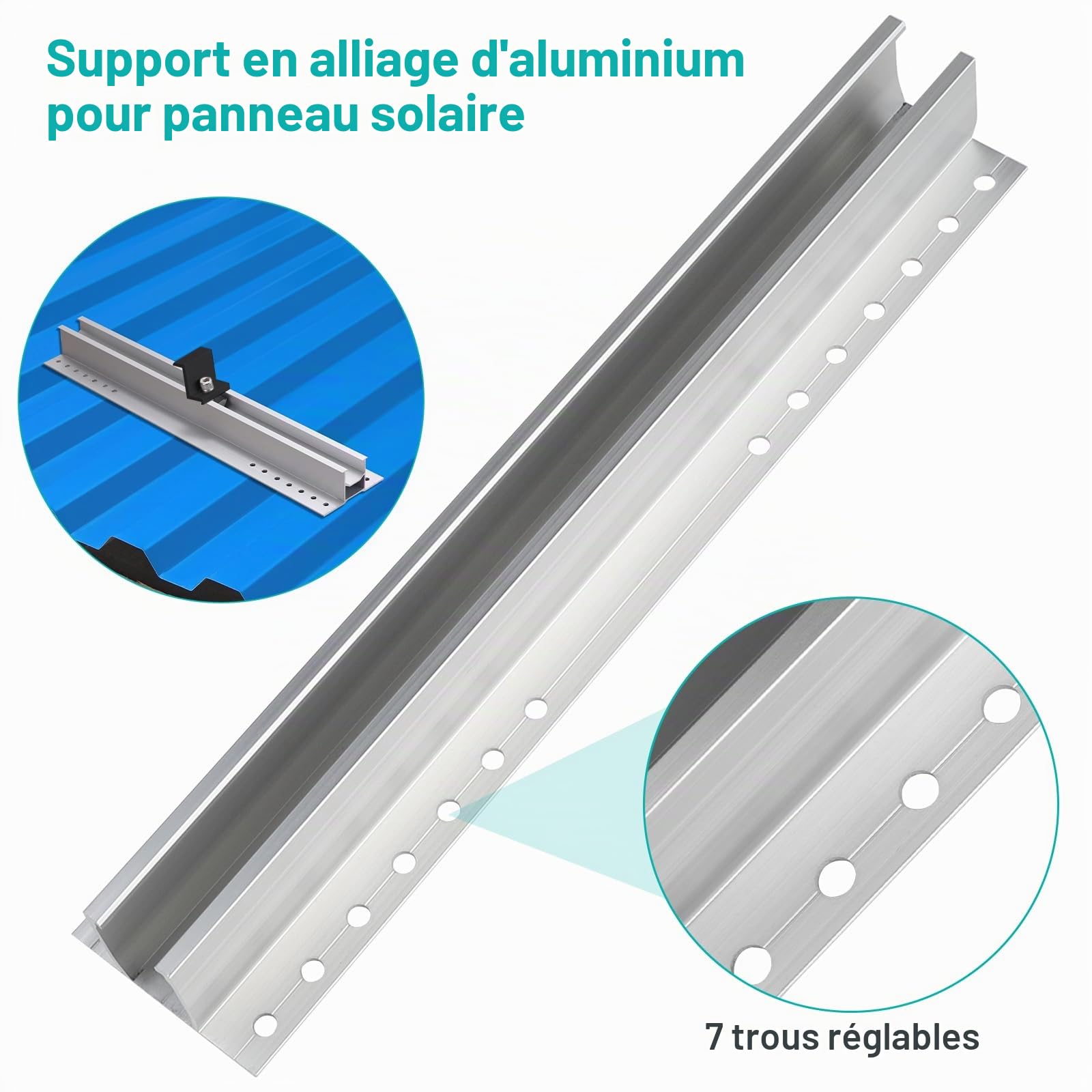 EXLECO Lot de 6 Supports Solaires de 30 cm pour Toit Plat - Kit de Montage pour Centrale de Balcon - Panneau Solaire Photovoltaïque - Rail de Montage