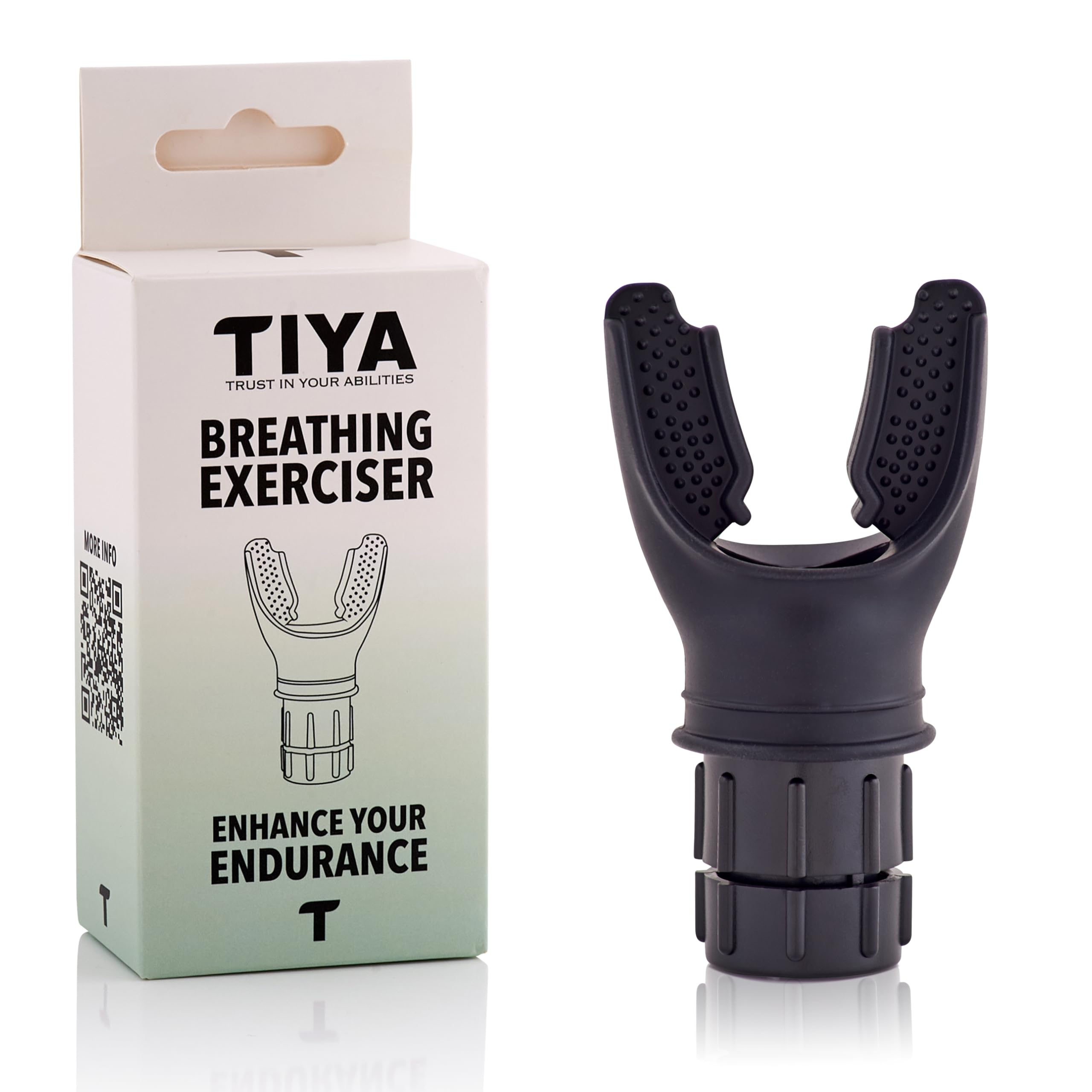 TIYA Breathing Exerciser Device – Portable Lung Trainer for Respiratory Therapy, Lung Cleanse, Detox & Mucus Clearing - Improves Lung Capacity and Stamina Booster, Handheld Mouthpiece – Black