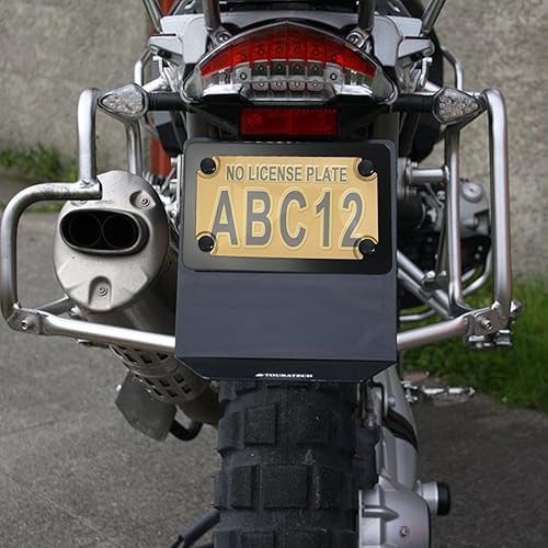 Miniatura 5 de Fundas para matrícula de motocicleta protector de placa de matrícula de burbujas y marco de metal de acero inoxidable negro, cubierta protectora