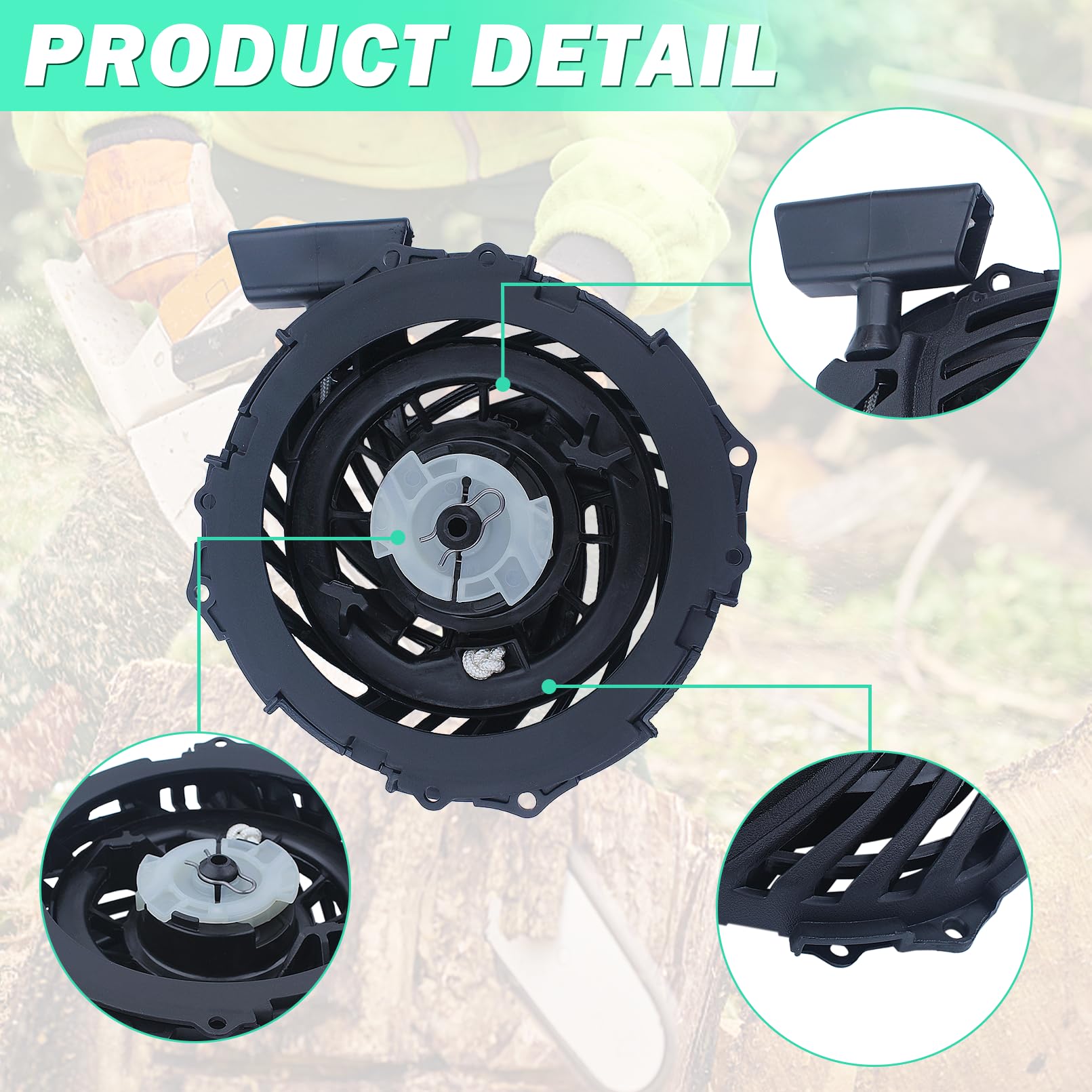 Adefol Kit de arranque de retroceso para cortacéspedes Briggs & S 593959 593960, Arranque de retroceso con cazoleta de arranque y cuerda de arranque, Repuestos 590588, 591139 y 593961
