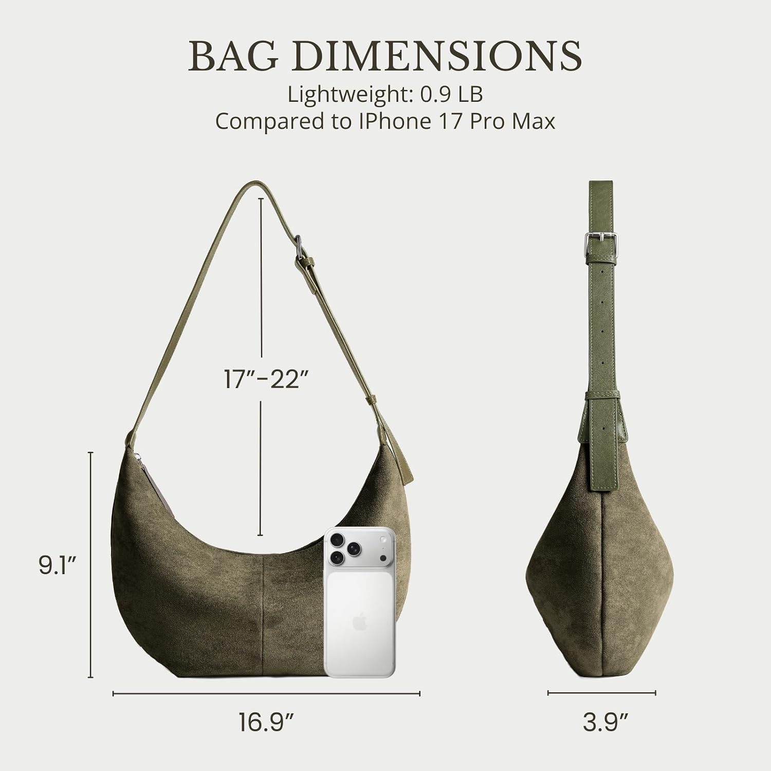 Suede Crescent Crossbody Bag for Women, Hobo Shoulder Purse
