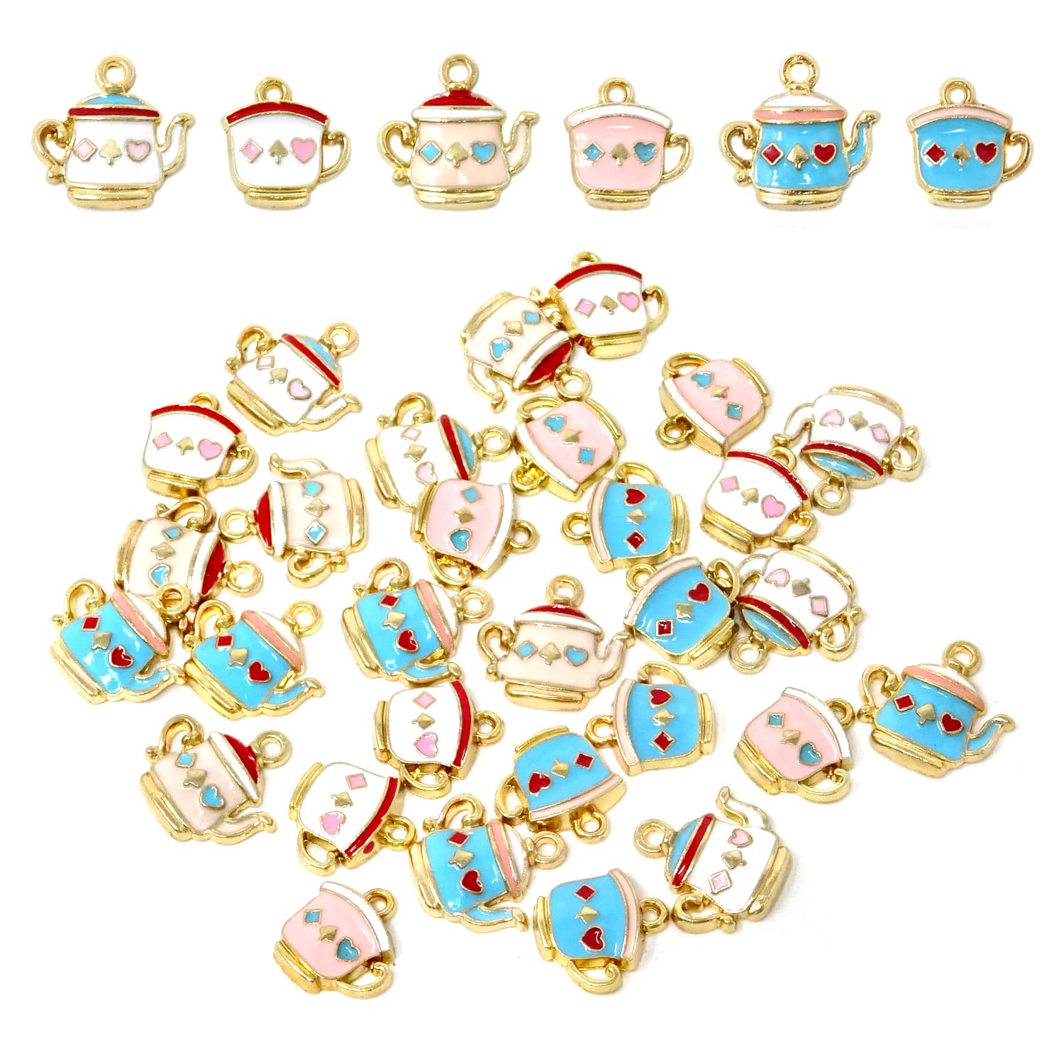 Honbay 30PCS Metal Teapot Tea Cup Charms Pendant Antique Silver Plated Coffee Mug Jewelry Findings for DIY Necklace Earring Bracelet Keychain Craft Making