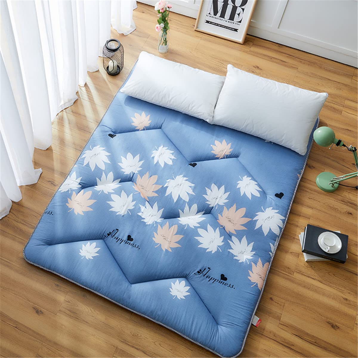 MSM Futon Bodenmatratze 90x200 Cm – Japanische Tatami-Matte, Faltbar, Aus Baumwolle, Für Schlafsaal, Camping & Gäste