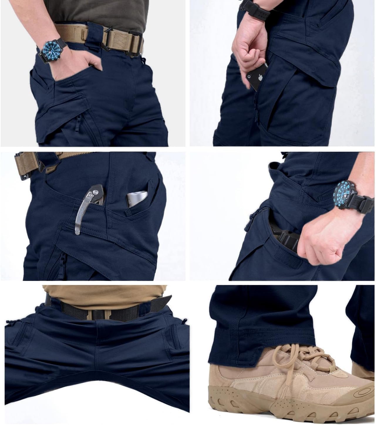 Susclude Men's Outdoor Cargo Work Trousers Military Tactical Pants Ripstop Assault Combat Trousers Hiking Pants Men - Image 2