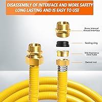 Vista 3 de Línea de Gas Flexible de 33 pies 1/2'', Tubería de Acero Inoxidable Corrugado CSST, Kit de Conversión de Línea de Gas Natural y Tubería de Propano