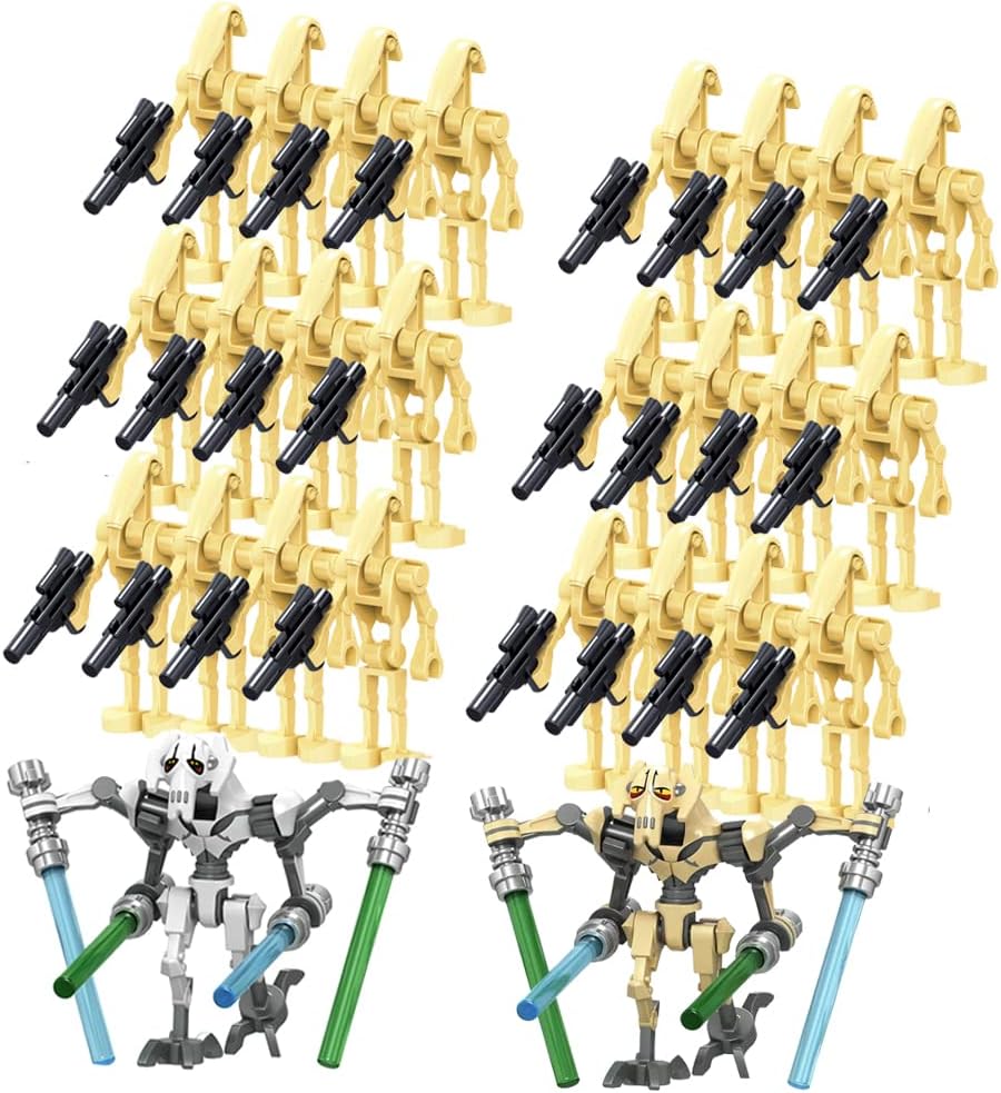 26 Pcs Building Blocks Action Figures- Pack Battle Droids with Weapons Set, Minifigure 1.65 inch Figures Army Droids Boys Kids Gift Toys