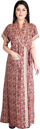 bellamy Cotton Robes,Housecoat, Nighty, Sleepwear, Night Gown for Women Ladies House Coat, Front Open Adjustable 17
