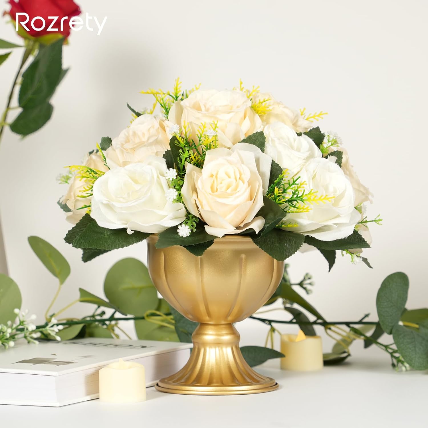 10 Pcs Gold Vases for Table Centerpieces, Rozrety Mini Metal Gold Flower Vase Small Floral Bowl Decorative Center Piece for Wedding Birthday Party Anniversary Decorations