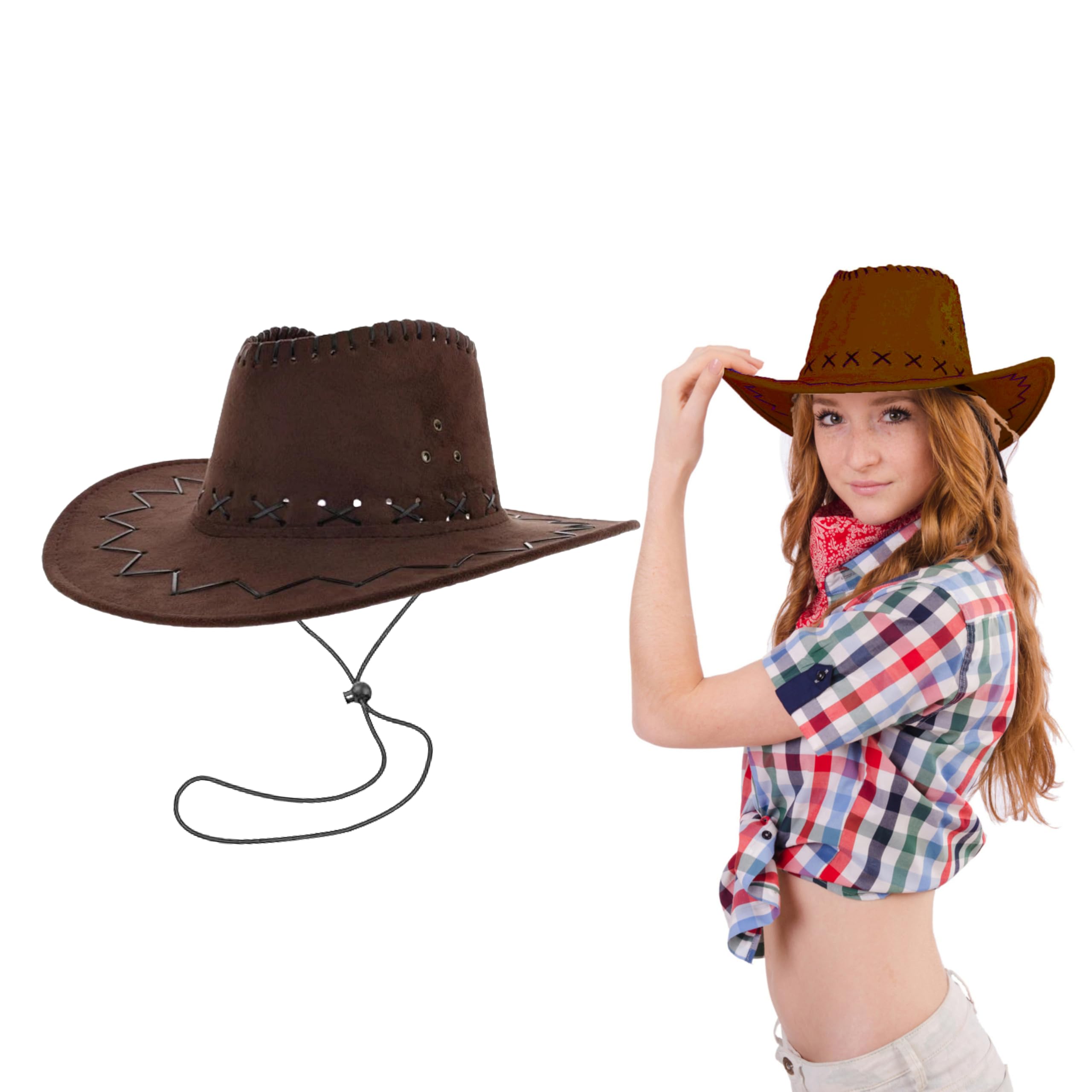 – Cowboy Hat HT1253 | One Size, Unisex, Polyester | Plain Weave, Wide Brim, Decorative Band | Costume Accessory for Fancy Dress, Parties, Halloween