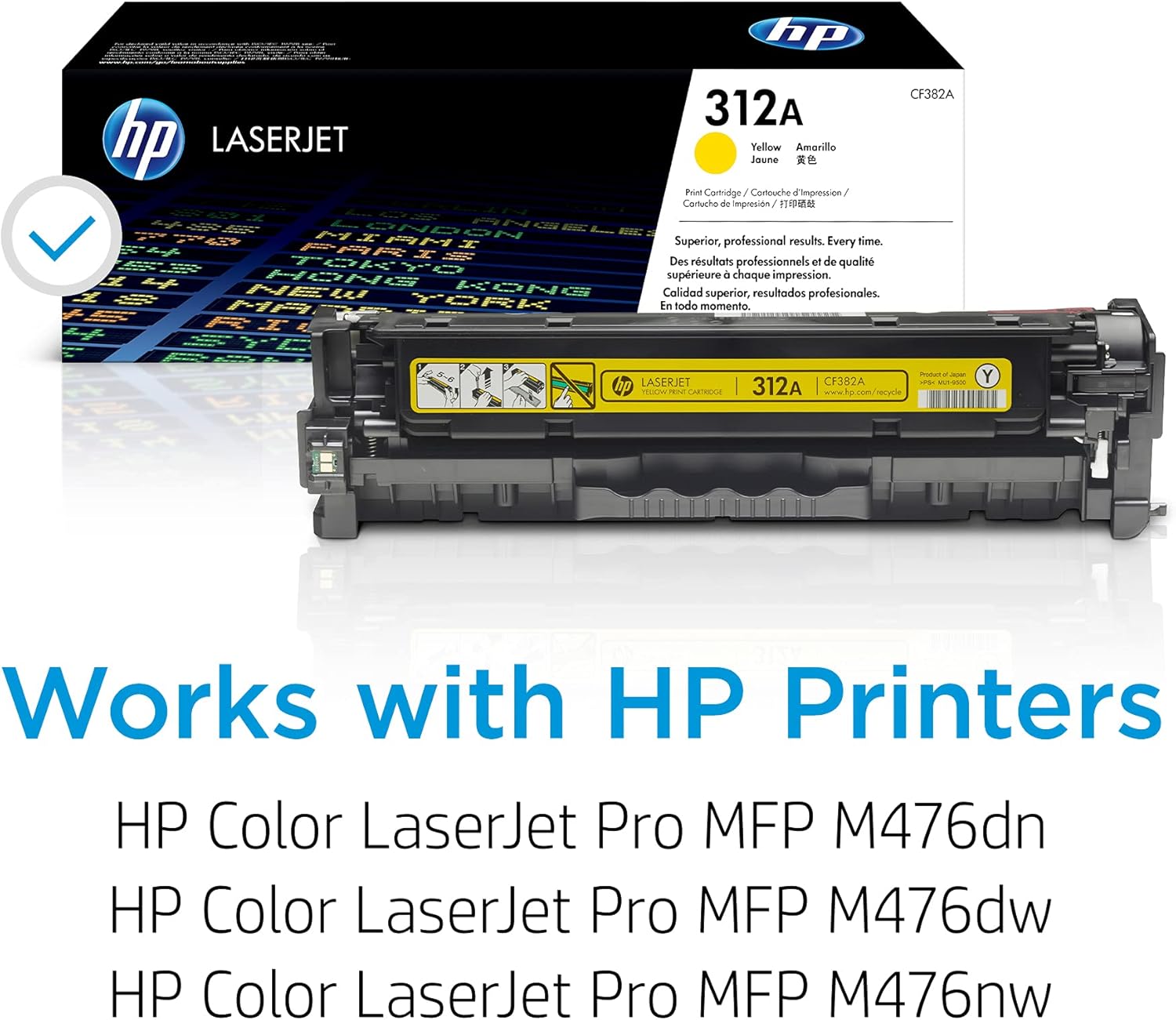 HP 312A Yellow Toner Cartridge | Works Color LaserJet Pro MFP M476 Series | CF382A