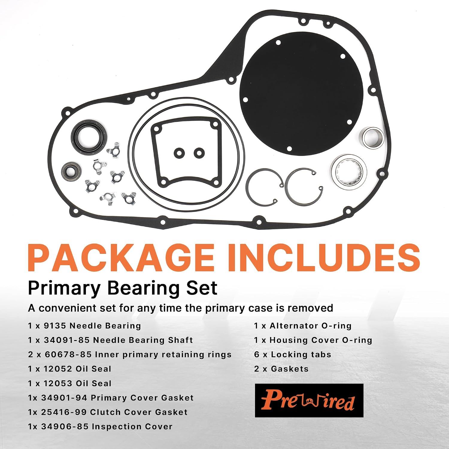 Primary Cover Gasket & Inner Primary Needle Bearing Replacement Seal Kit for Harley Twin Cam 1999-2006 Touring Street Glide FLHX Road King FLHR Electra Glide FLHT Road Glide FLTRX Models