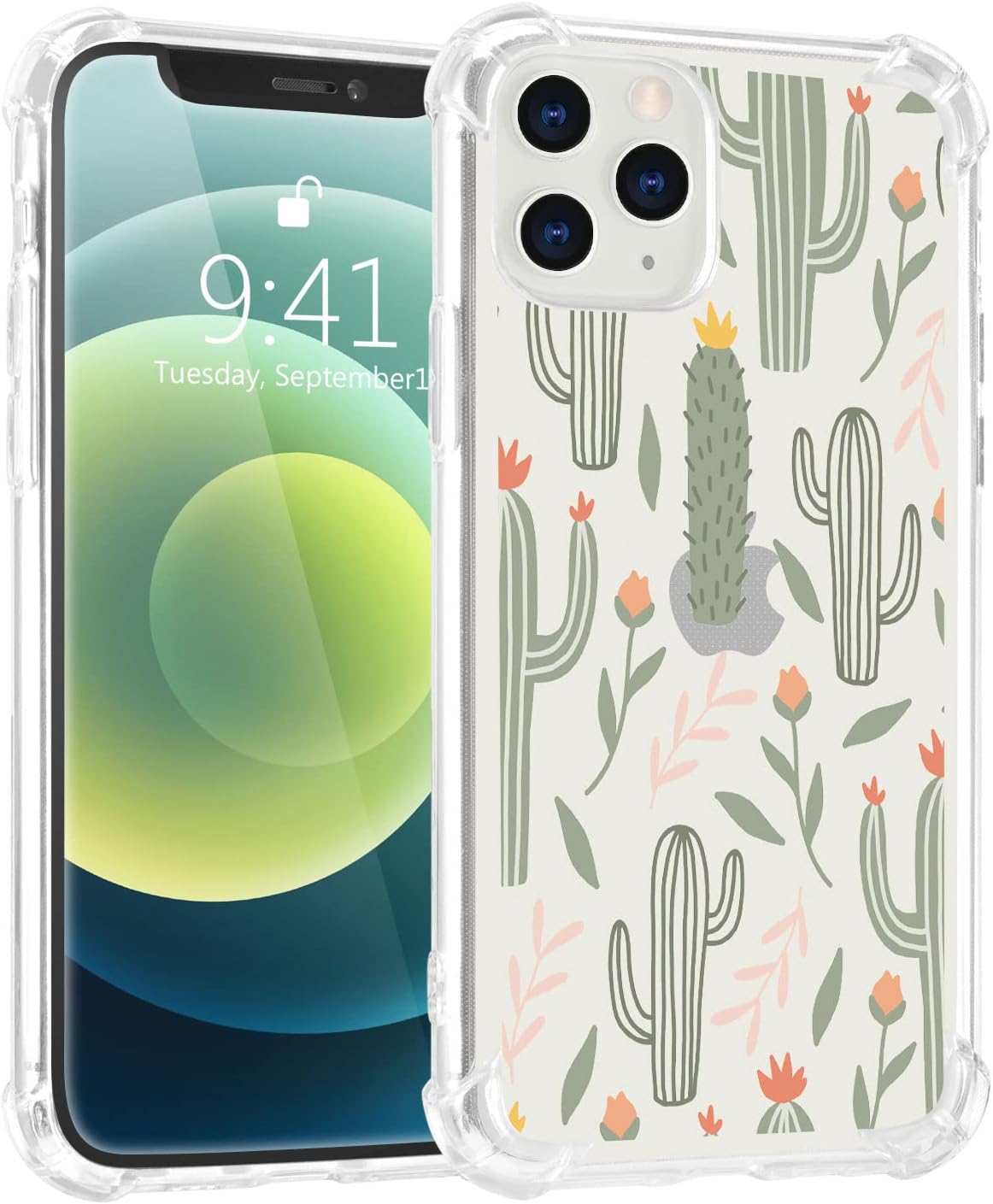 Cute Cactus Phone Case Compatible with iPhone 7/8/SE 2020, Clear Animal Design Soft TPU Bumper Cover and Flexible Full Body Protection Shockproof Shell for Girls Women
