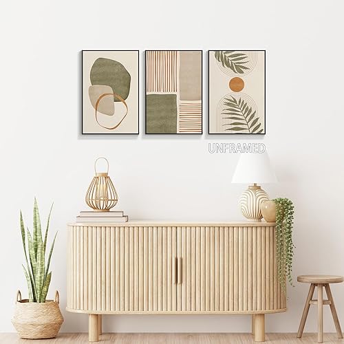 Miniatura 5 de ytreyoimro Juego de arte de pared en lienzo bohemio de 3 a 12 x 16 pulgadas, arte de pared moderno de mediados de siglo, formas abstractas, hojas