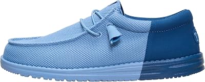 HEYDUDE Men’s Wally Funk Mesh Split, Faded Denim/Ensign Blue Size 10 | Easy On Lightweight Mesh Shoe for Travel and Everyday Casual Wear