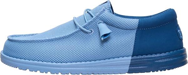 HEYDUDE Men’s Wally Funk Mesh Split, Faded Denim/Ensign Blue Size 10 | Easy On Lightweight Mesh Shoe for Travel and Everyday Casual Wear