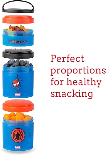 Miniatura 5 de Whiskware Marvel - Recipientes apilables para bebés, niños y niños pequeños, 3 tazas apilables para aperitivos para la escuela o viajes, aptos para