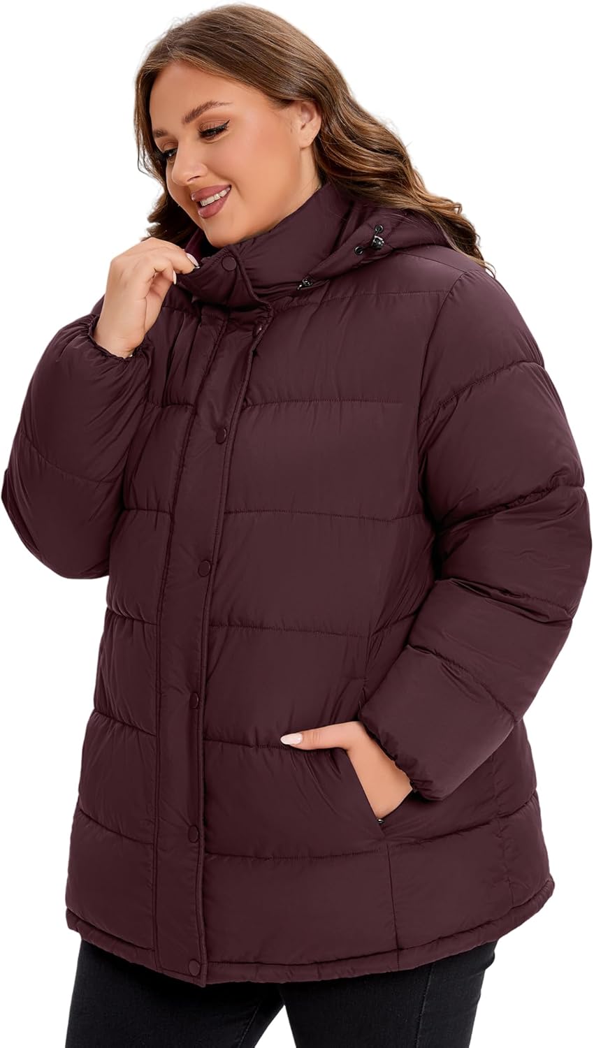 WINDMILL Womens Plus Size Heavyweight Puffer Jacket, Warm Winter Coat with Hood (1X-6X) - Image 2