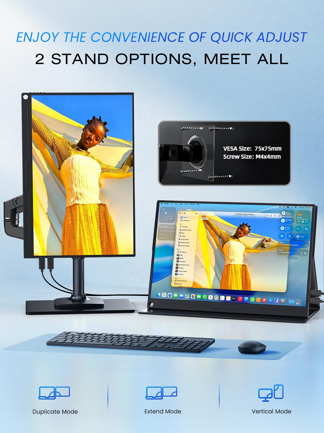 UPERFECT 16 Pouces 2.5K Ecran Portable QLED Moniteur Portable 2560 * 1600 150% sRGB 2000：1 500Nits Écran Mobile Moniteur Haute définition avec Interface HDMI/USB C