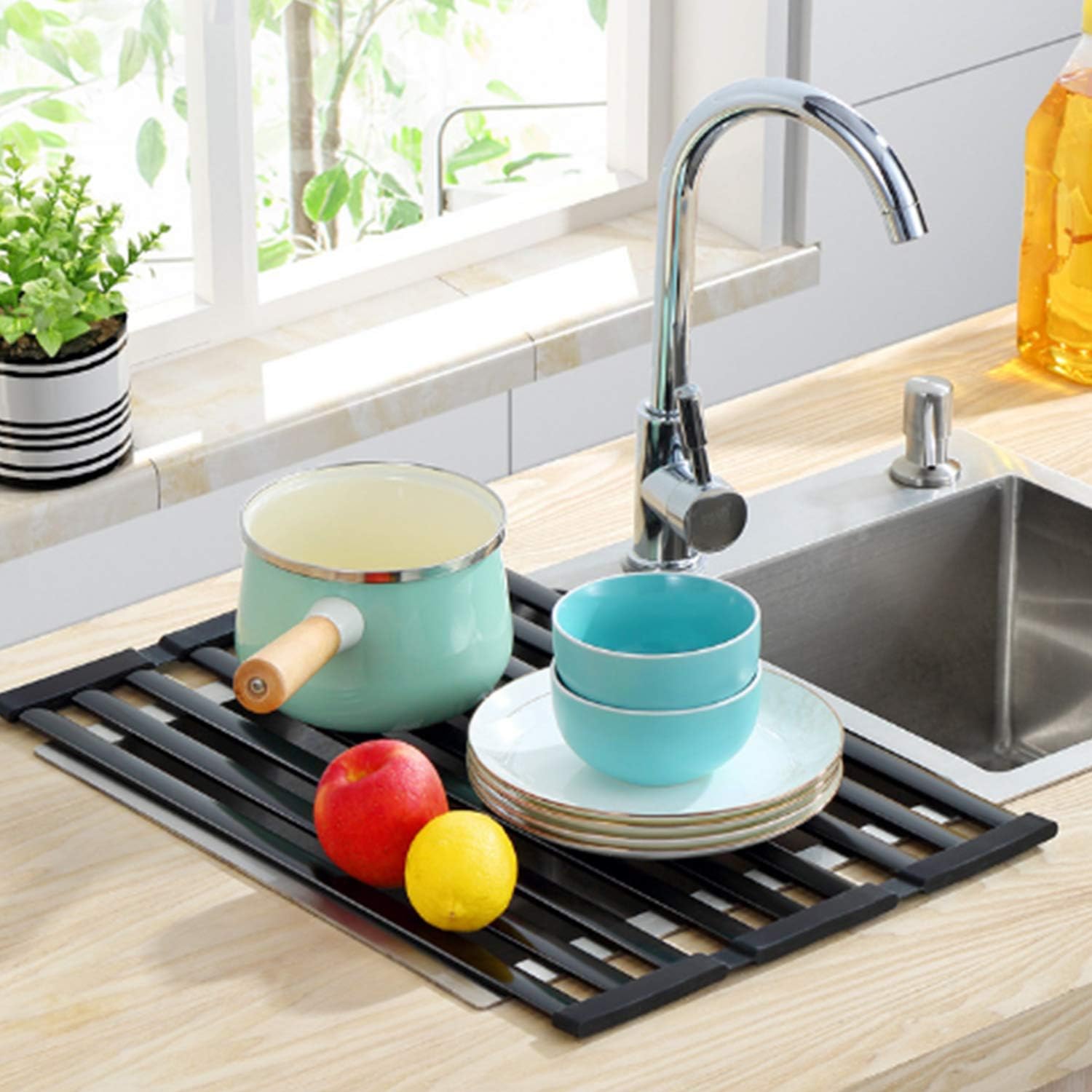 Amazon.com - HAIPUSEN Roll Up Dish Drying Rack + Potatos Scrubber, Over ...