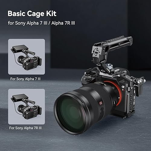 Miniatura 5 de SmallRig Kit de jaula para cámara A7 III / A7R III para Sony Alpha 7 III/Alpha 7R III, jaula completa con mango superior para ARRI y abrazadera de