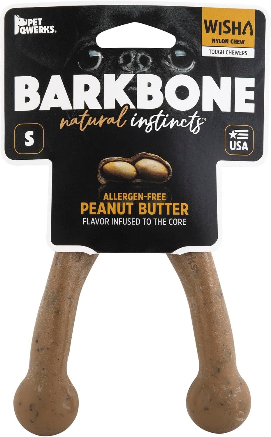 Pet Qwerks Wishbone BarkBone Nylon Chew Toy, Peanut Butter Flavor, 5.38 In | For aggressive chewers, long lasting build, safe material for daily gnawing, supports dental health, small breed use today