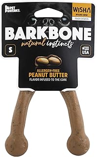 Pet Qwerks Wishbone BarkBone - Nylon Chew Toy for Aggressive Chewers - Peanut Butter Flavor - 5.38"