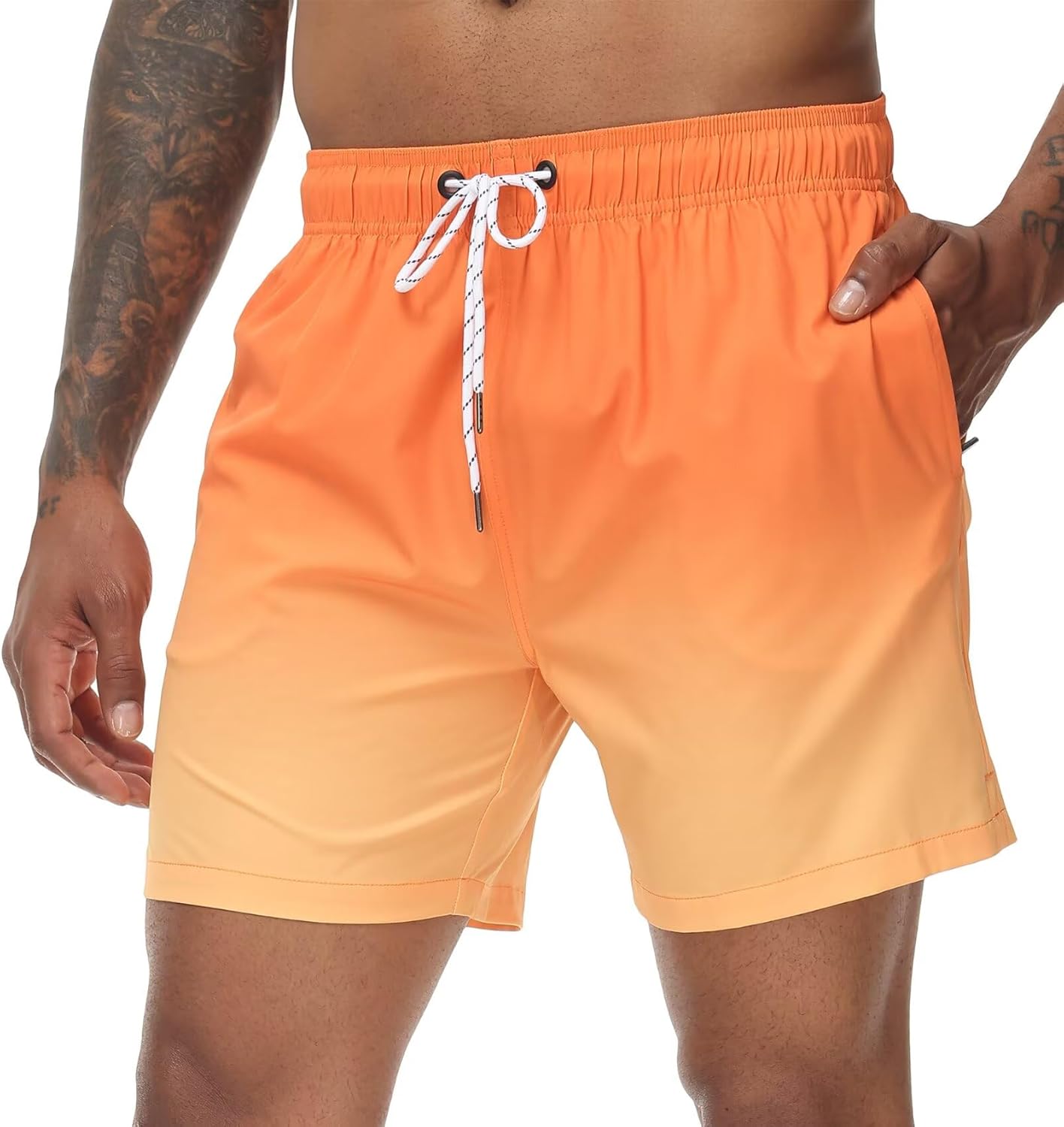 Tyhengta Men's Swim Trunks Quick Dry Beach Shorts with Zipper Pockets and Mesh Lining