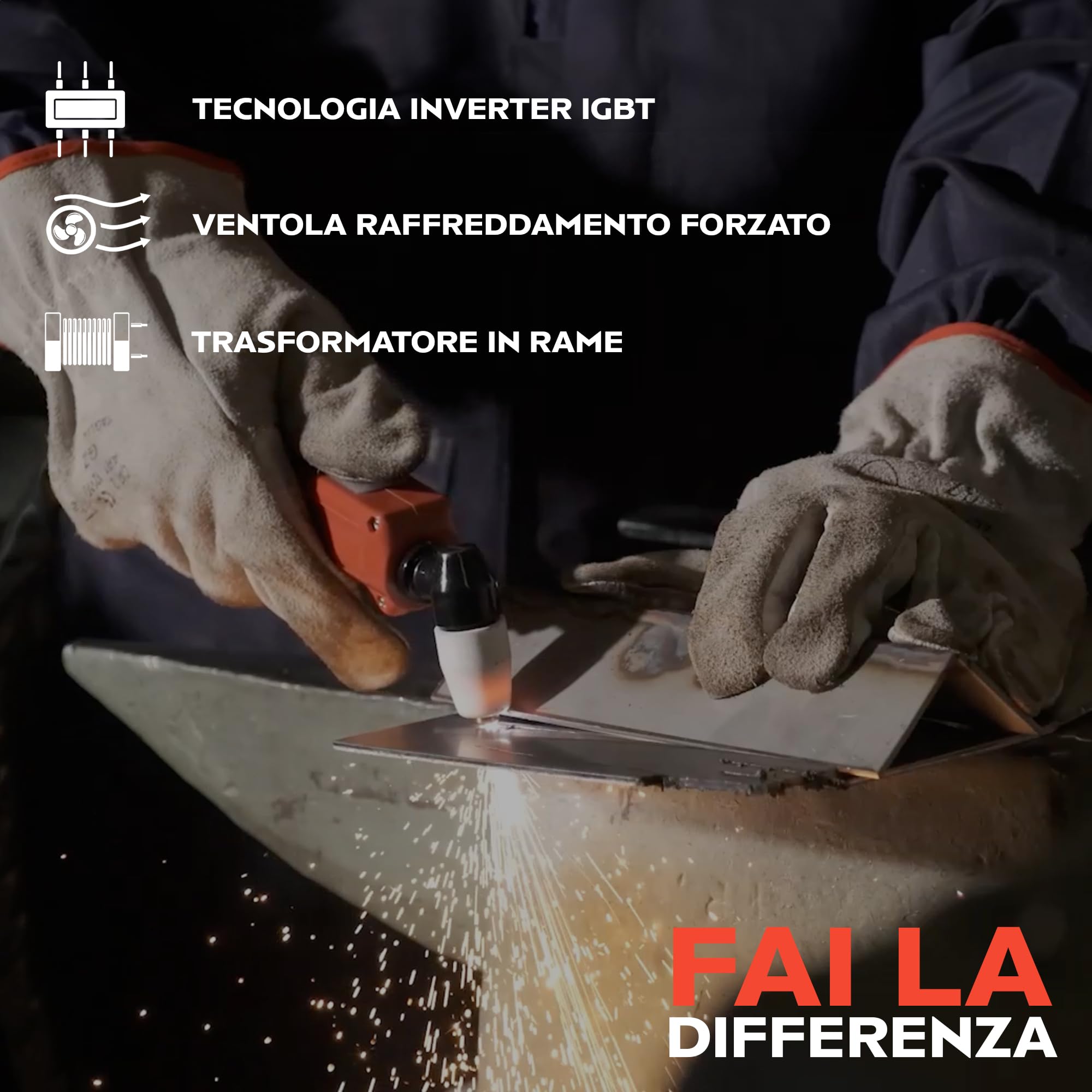 Taglierina al Plasma CUT 40A IGBT TM50CUT, Taglio Netto 10 mm, Torcia e Kit Inclusi