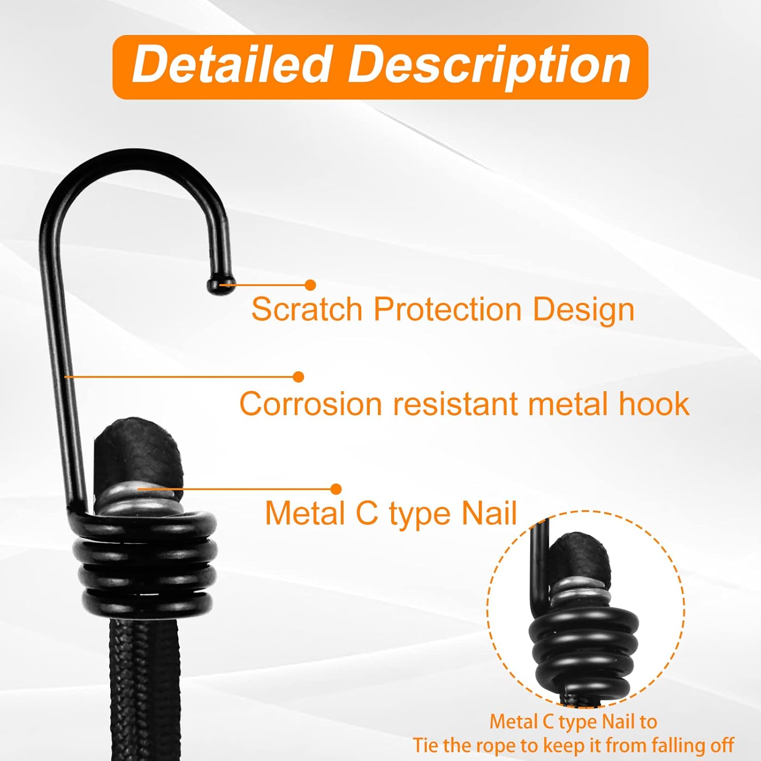3/8 inch Plastic-Coated Bungee Shock Cord Hook, 30 PCs Plastic Coated Bungee Cord Hooks Spiral Bungee Hooks Wire Hooks End for Elastic Rope Strapping Tap Camping Tarps Covers Boating Outdoor etc