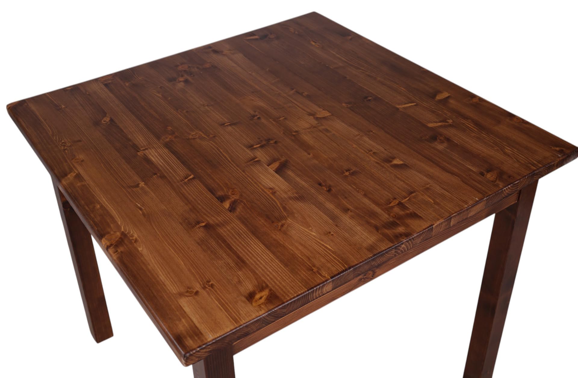 Liberoshopping Table fixe en bois massif de sapin noyer – style campagnard rustique chic – pour cuisine, salle à manger ou restauration – 100 % Made in Italy (90 x 90 cm)