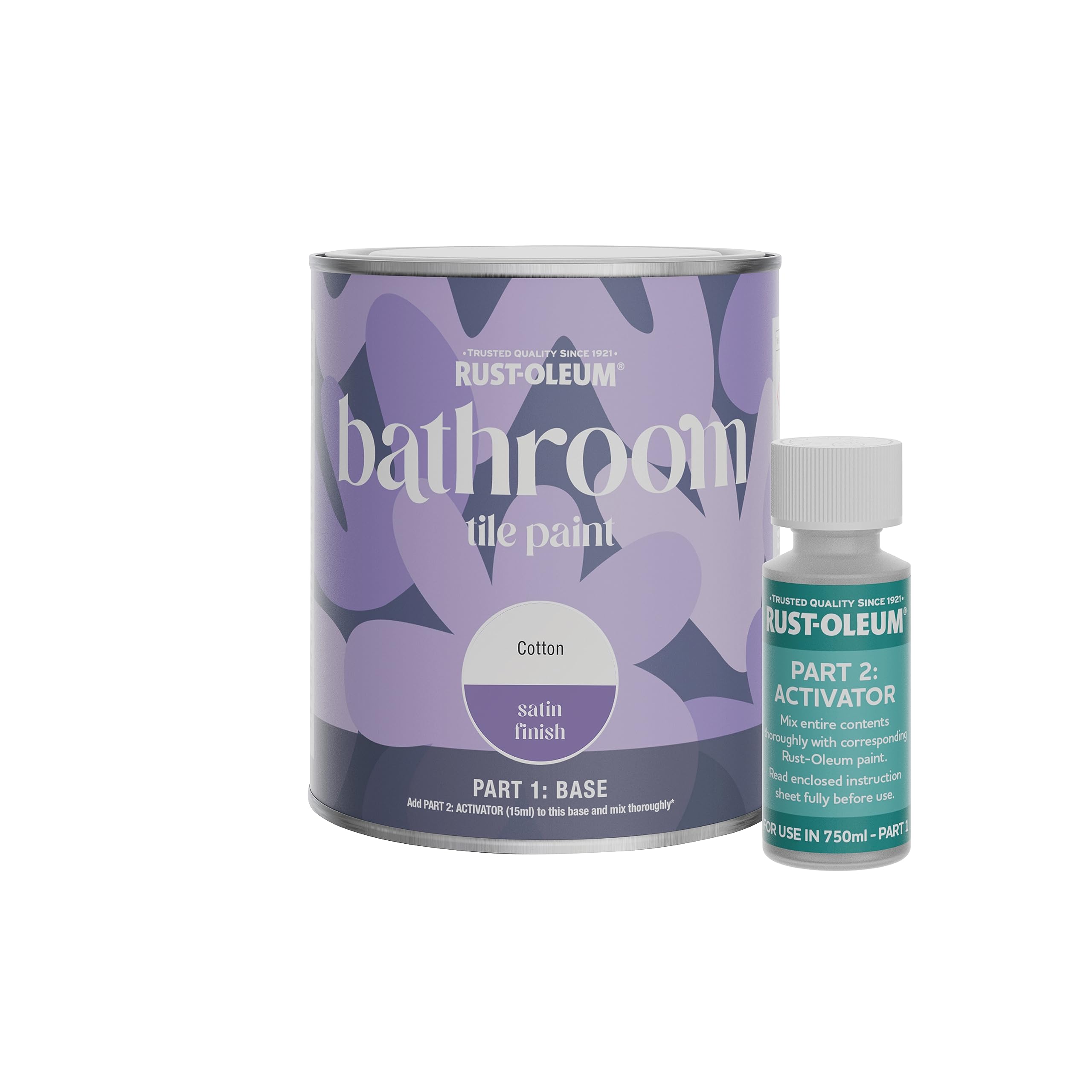 Rust-Oleum Peinture Blanche Résistante à l'eau pour Carrelage de Salle de Bain, Finition Satinée - Coton 750ml