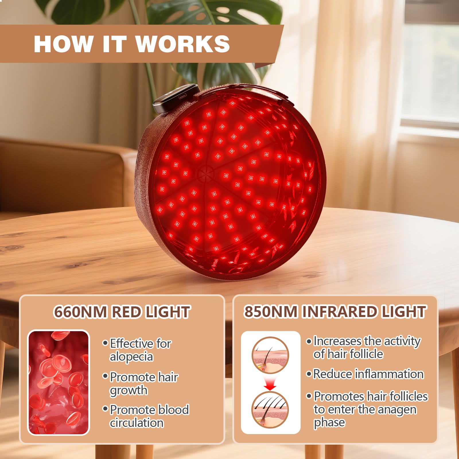 iKeener Red Light Therapy Cap for Hair Regrowth FDA Cleared Wireless Laser Hair Growth Hat with 660nm & 850nm - Image 3