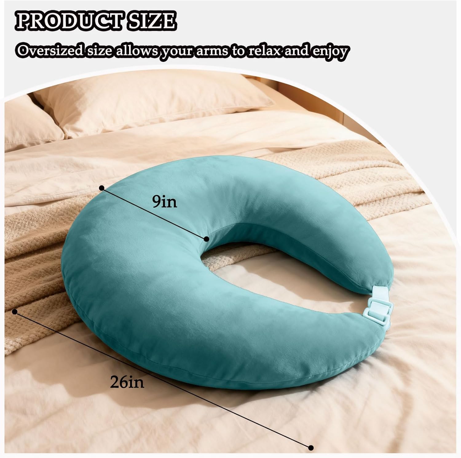 Crochet Pillow for Lap Support, for Bed or Sofa Gaming, Working, Reading, Laptop Multi-Purpose U-Shaped Arm Rest Support Pillows (Green)