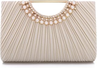 Evening Clutch Bag for Women Formal Elegant Pleated Wedding Handbag Crossbody Shoulder Bag for Party Prom Cocktail
