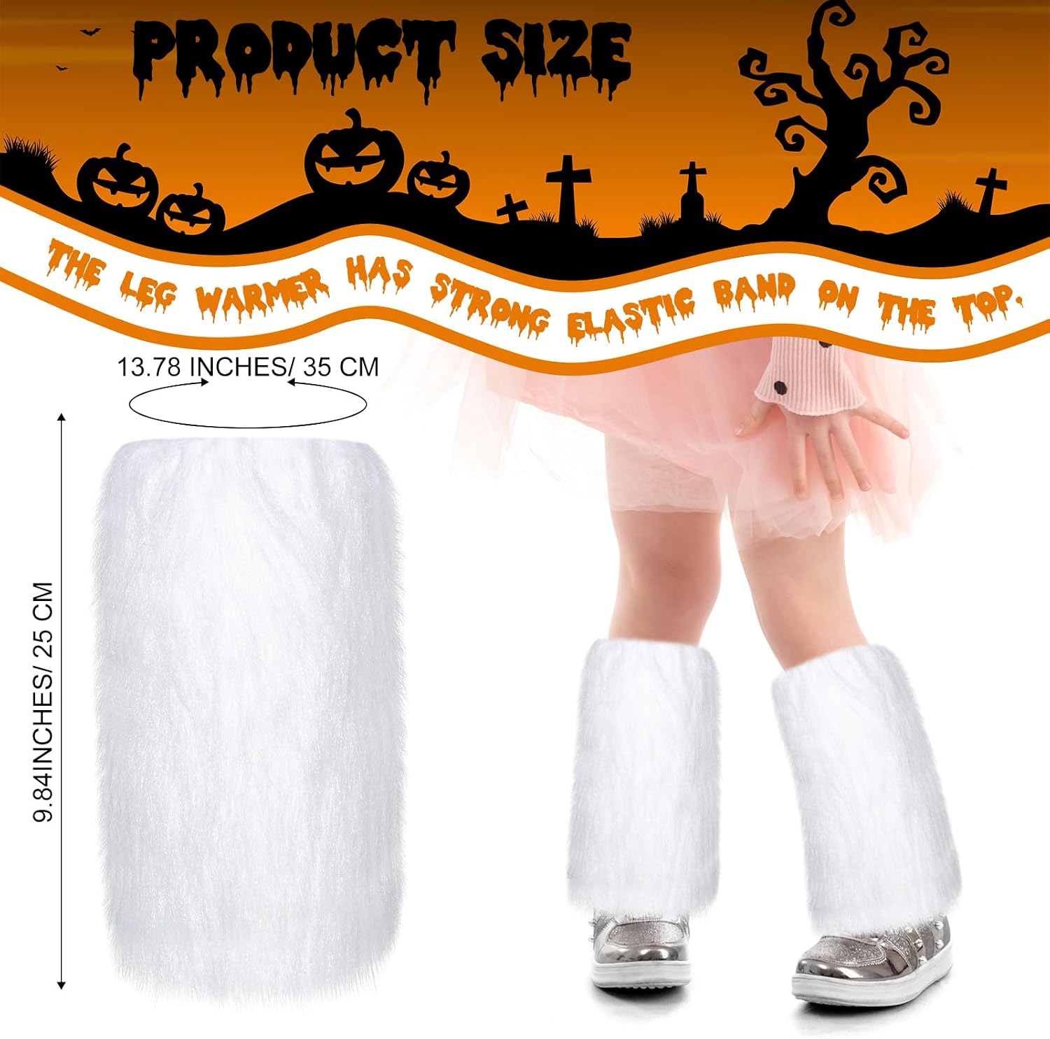 Kigeli Halloween Furry Boot Covers for Kids Faux Fur Leg Warmer image 2