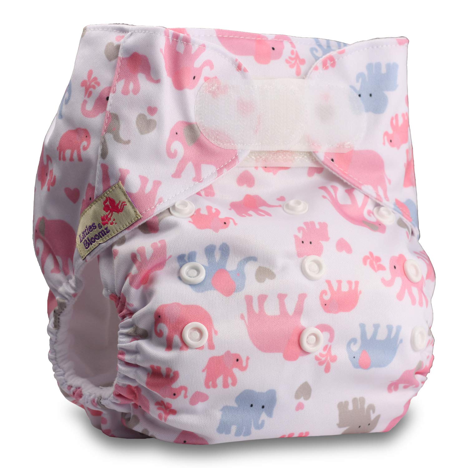 Littles & Bloomz, Reusable Pocket Cloth Nappy, Fastener: Hook-Loop, Set of 1, Pattern 66, with 1 Microfibre Insert