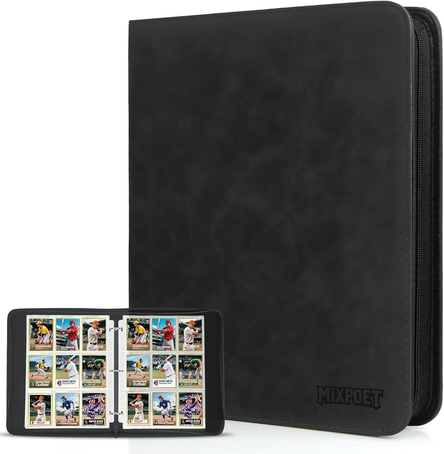 Trading Card Binder, 9 Pocket Card Collection Binder for 900 Cards, Premium Card Book Double Sided Pocket, Collector Album Card Holder Folder for TCG/PM/MTG/OPCG/YGO Sports Cards, Black