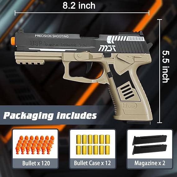 Toy Gun with Automatic Reloading Rebound Shell Ejecting and Soft Foam Blaster, Ideal for Shooting Games, Education Model Toys, Gift for Kids Boys Girls