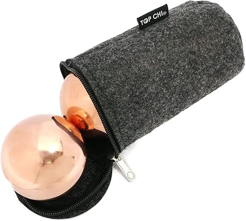 Miniatura 3 de Top Chi Bolas Baoding de cobre sólido con bolsa de transporte para terapia de manos, ejercicio y alivio del estrés (mediano de 1.5 pulgadas)