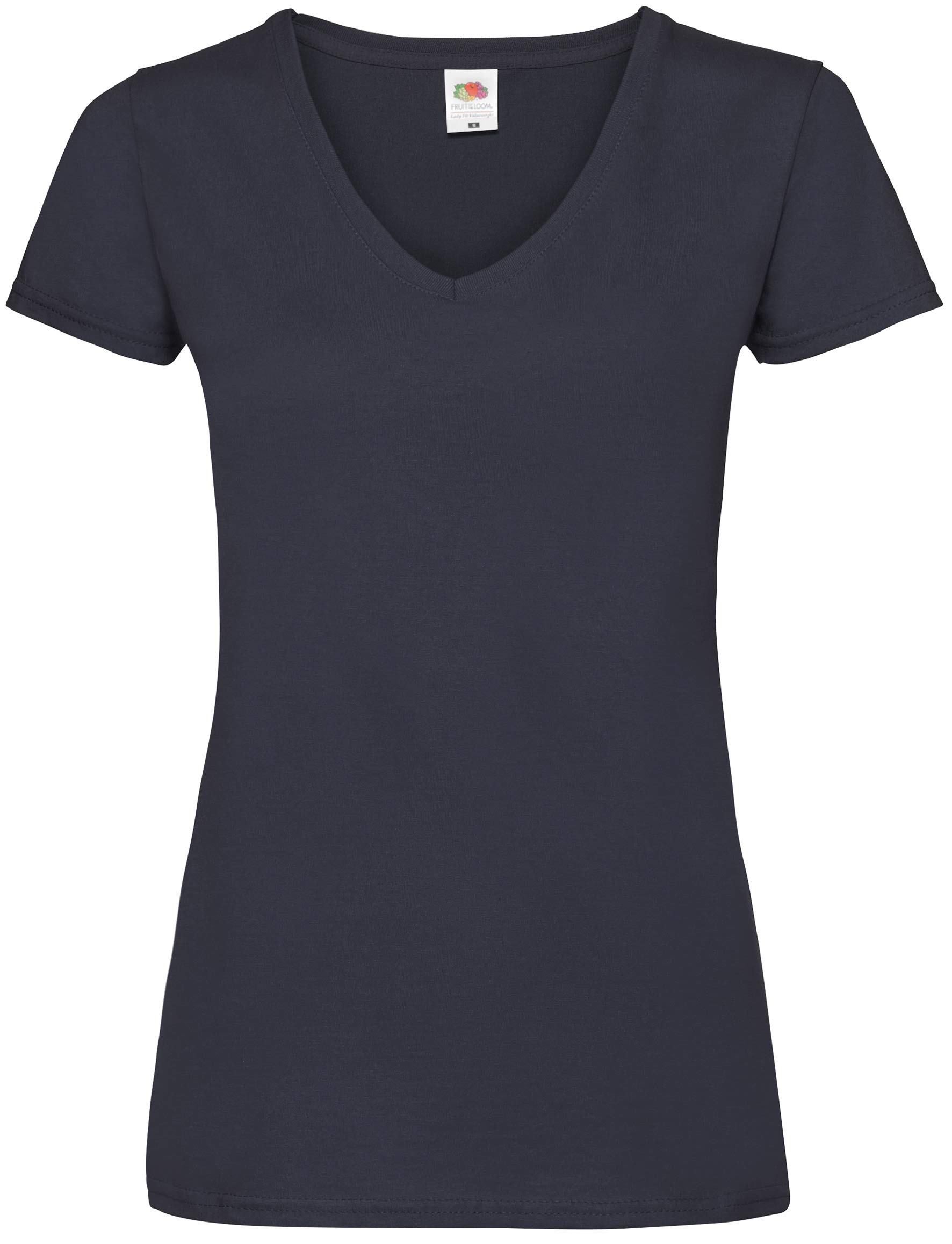 Fruit of the Loom Women's V-Neck Valueweight T-Shirt, Deep Navy, 10 (Manufacturer Size:Small)