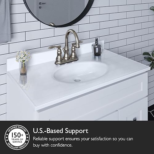 Miniatura 237 de Top de tocador de mármol cultivado de 19 pulgadas con protector contra salpicaduras, embalaje mejorado, remolino de marfil - Design House, 586263