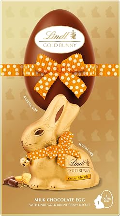 Lindt Gold Bunny Biscuit Shell Milk Chocolate Easter Egg 195g   Milk Chocolate with Crunchy Biscuit Shell   Easter Chocolate for Sharing   Easter, gift