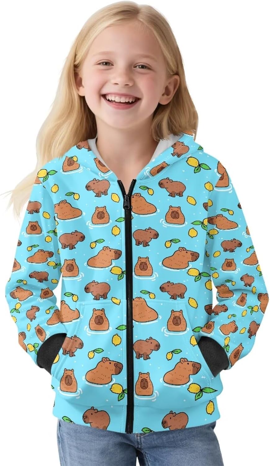 Xpyiqun Zip Up Hoodies for Girls Fleece Lined Sweatshirt Size 6-16Y Kids Hooded Jackets Cardigan Long Sleeve