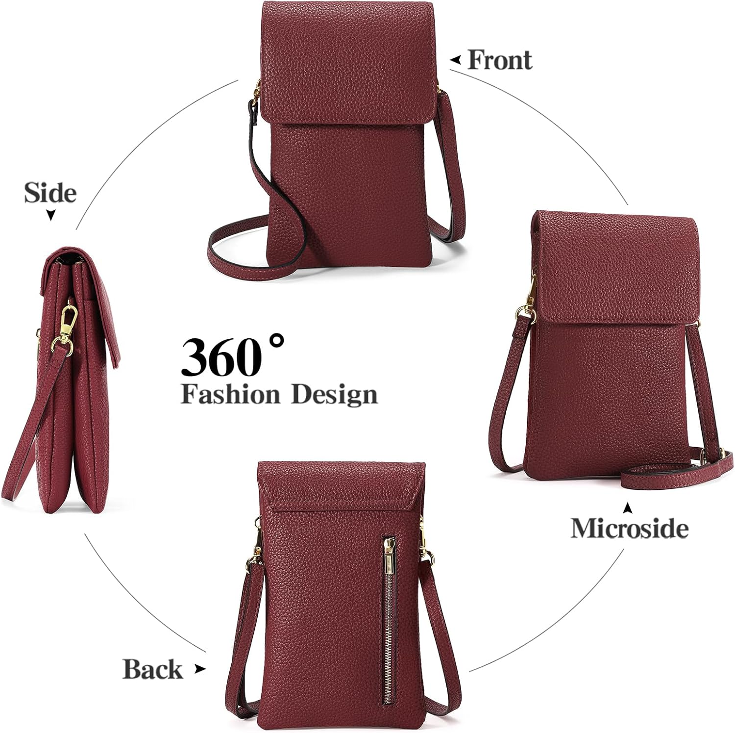 GAEKEAO Small Crossbody Bags for Women Leather Cell Phone Purse Bag Wallet with RFID Blocking Credit Card Slots - Image 6